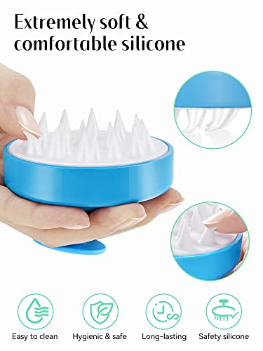 Image of HEETA Scalp Massager with Soft Silicone Bristles for Hair Growth, Dandruff Removal and Exfoliation - Sky Blue Shampoo Brush