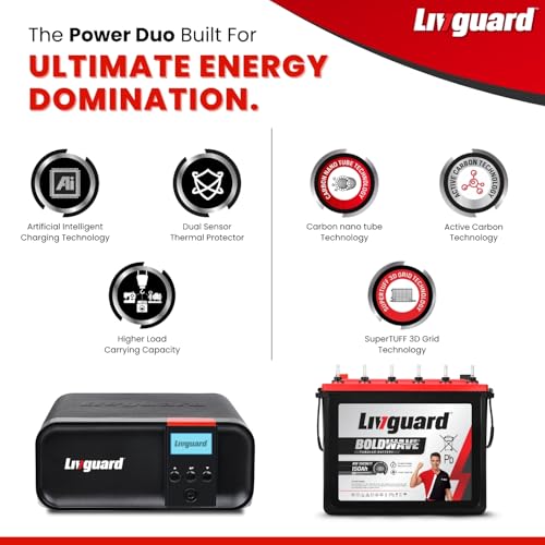 Image of Livguard Sineverter Pro with LCD Display 900VA /12V Pure Sinewave Inverter with Livguard 150Ah Tall Tubular Inverter Battery |Reliable Power Backup for Home, Office, and Shops