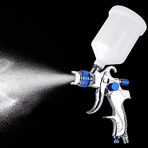 Hvlp Spray Gun Kit, Automotive Paint Spray Paint Gun With 3 Nozzles 1.4 Mm 1.7 Mm 2.0 Mm, 600Cc Cup And Cup Systerm Connector, Air Spray Gun Automotive Paint Sprayer For Car, Fence, Furniture(Blue) #TOP1
