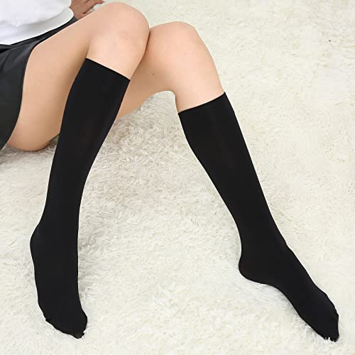 Image of DRESHOW 3 Pairs Cotton Knee High Socks for Women Solid Knit Knee Long Stocking Leg Warmer All Season Gift