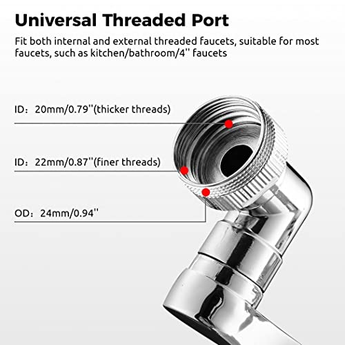 2 Packs Faucet Extenders, 1440° Swivel Faucet Extender With 2 Outlet Modes, Large Angle Rotating Splash Filter Faucet Aerator, For Kitchen, Bathroom Sink Internal & External Threaded Faucets #TOP2