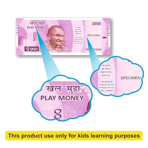 Image of in-Home Learning Toy for Counting and Dummy Currency Lessons - Set of 300 Paper Fake Notes and 56 Coins - Duplicate and nakli Play Money Designed Educational Purpose