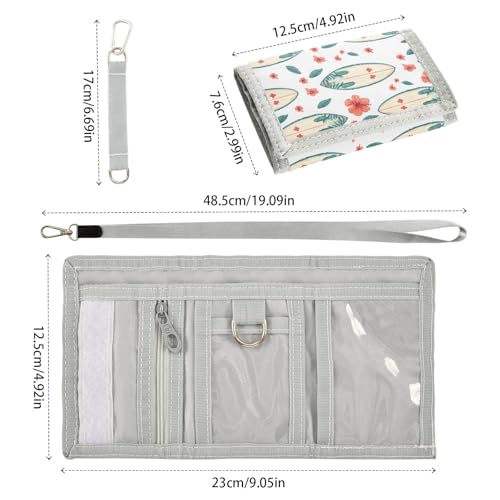 ALAZA Kids Wallets for Boys Girls Toddler Trifold Wallet Children Small Surfboard Hibiscus with Zipper Coin Pocket3