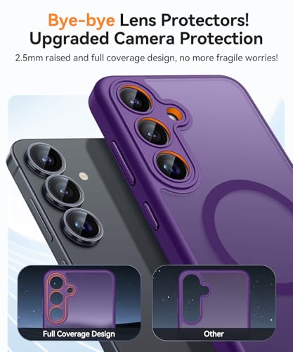 Image of CANSHN Designed for Samsung Galaxy S25 Plus Case (2025) [Full Camera Protection] [Compatible with Magsafe] Translucent Matte Back Protective Phone Cover, Deep Purple