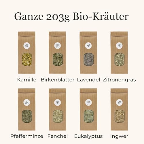 Tee Selber Mischen Set Geschenk mit Kräutern - BIO Kräuter Tee Geschenkset mit 8 leckeren Tee-Sorten zum DIY Teemischung Selber Machen