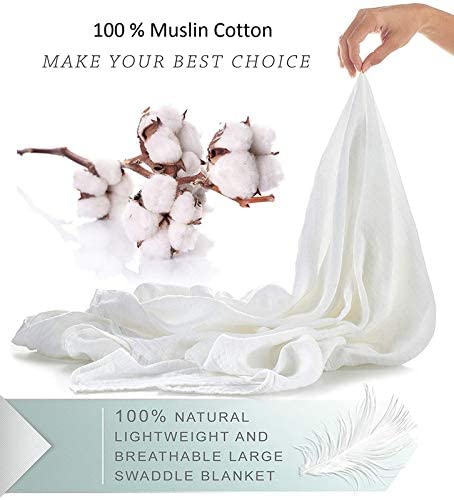 Image of Pure Cotton Muslin Baby Swaddle Blanket for Newborn Baby - Super Soft Wrapper Cloth, Multi-Use Stroller Cover & Gentle on Baby Skin (120 x 120 CM) - Pack of 2 | Grey DOT & Grey Zigzag