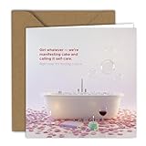 Edition Colibri Geburtstagskarte - Motiv Blasen und Kuchen | Klappkarte (15,0 x 15,0 cm) - mit Kraftumschlag - Innenseite blanko