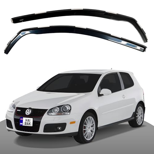 Haibak Wind Deflectors Set Compatible With VW Golf MK5 2004-2009 | 2-Piece Tinted Side Window Deflectors for 3-Door Hatchback | In-Channel Fitment