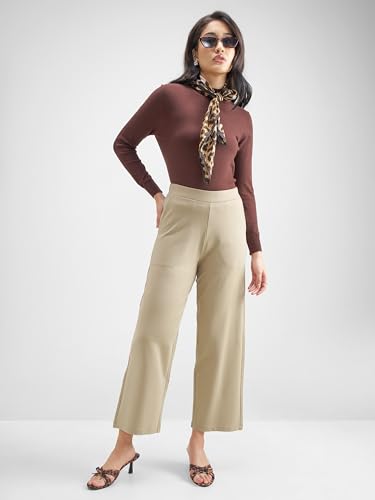 Image of Tokyo Talkies Wide Leg Relaxed fit Cullotes |Ultra Soft, Elasticated, High Waist, Wrinkle Free Trousers |All Day Wear