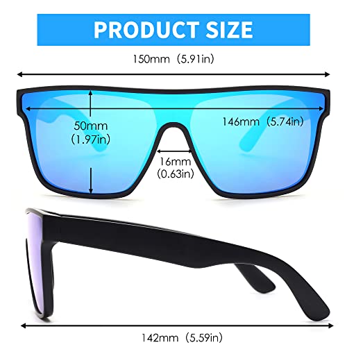 Image of GLINDAR Oversized Square Polarized Sunglasses for Men Women, One Piece Shield Shades UV400 Protection