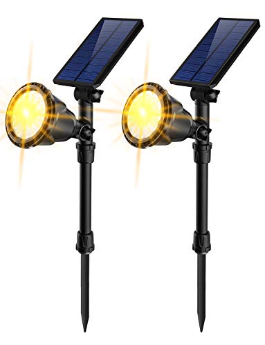 JSOT Solar Lights Outdoor, 18 LED Solar Powered Spotlights [Warm White ]Landscape Lights