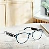 Echo Frames (3rd Gen) | Smart audio glasses with Alexa | Round frames in Blue Tortoise with blue light filtering lenses