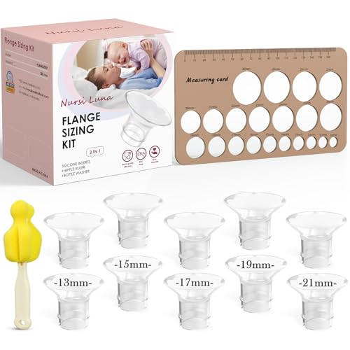Image of Nursi Luna Flange Sizing Kit 3 in 1 with 10PCS Flange Inserts 13/15/17/19/21mm, Silicone Flanges Insert Kit for 24mm Flange/Shield, Pumping Essentials Kit for Moms