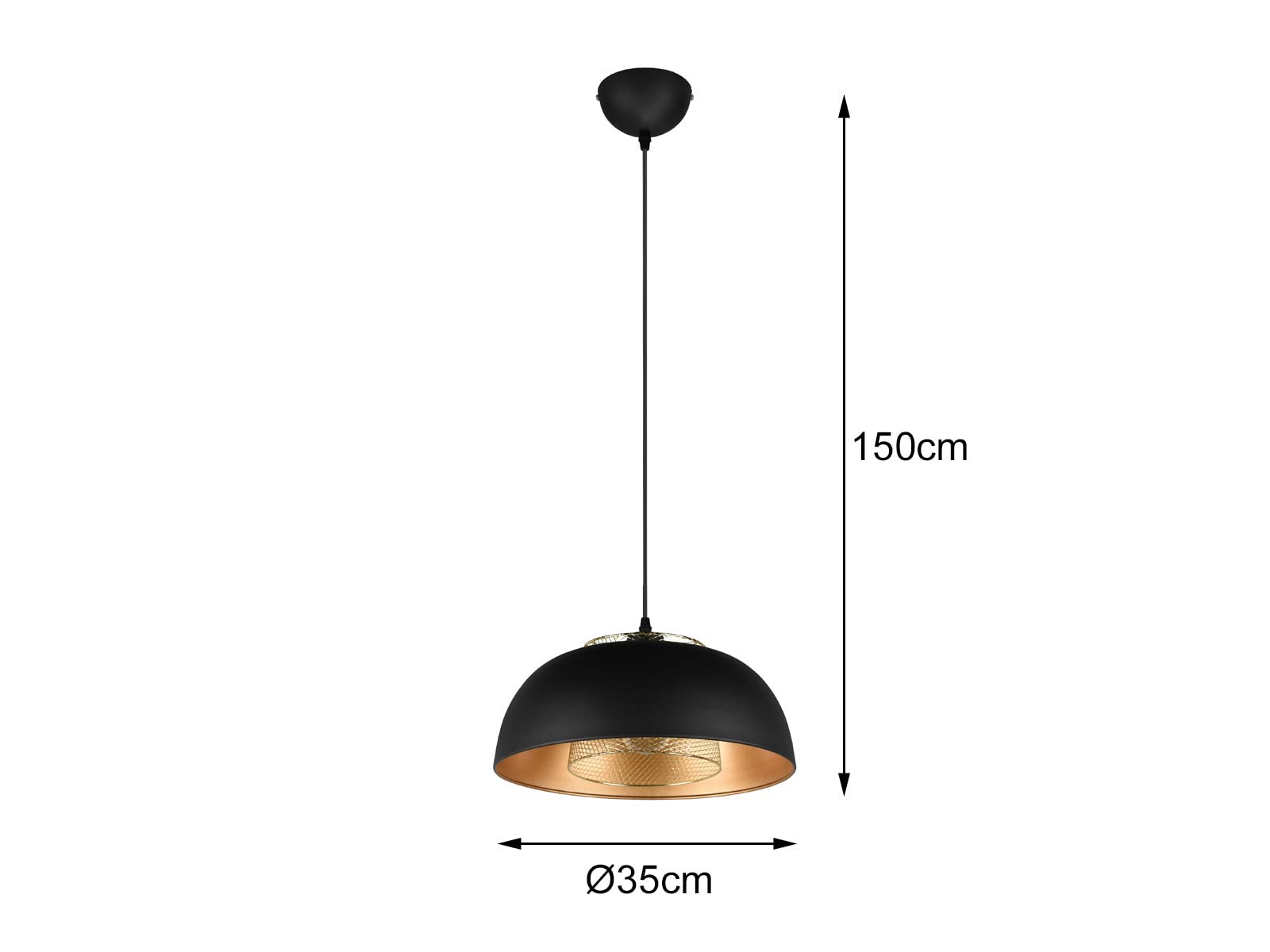 meineWunschleuchte LED Pendelleuchte einflammig Küchenlampe Schwarz Gold