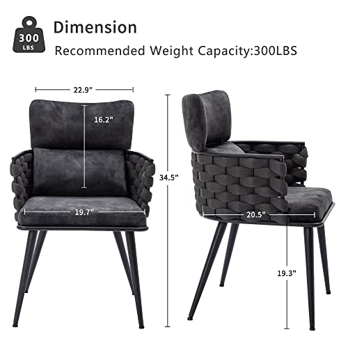 Bfz Mid-Century Modern Dining Chairs Set Of 4, Handmade Woven Kitchen Chairs, Upholstered Velvet Dining Chairs With Metal Legs For Kitchen, Dining Room, Living Room #TOP1