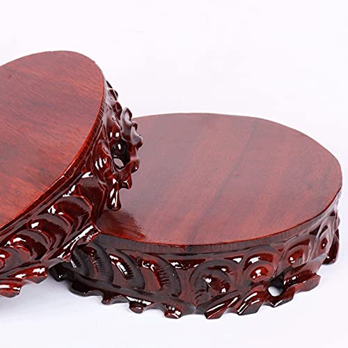 lekbakken voor plantenpotten Houten Vaasbasis Ronde Massief Hout Ornamenten Kunnen Gegroefd Base Jade Steen Snijwerk… - Afbeelding 6