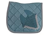  WAGNER Dressur Schabracke mit Fliegenhaube und Strass-Steinen Vintage BLAU-GRAU VIOLETT