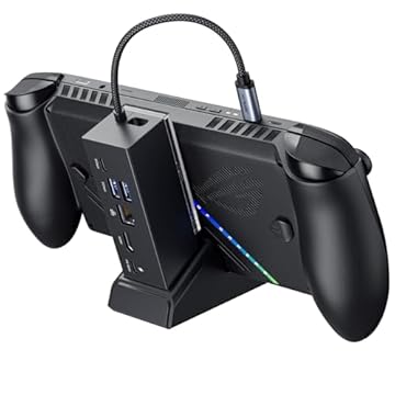JSAUX Estação de ancoragem compatível com ROG Ally X/ROG Ally/Steam Deck/Legion Go, 6 em 1 ROG Ally X Dock com HDMI 4K@120Hz, Gigabit Ethernet, Dual USB e USB-C 3.2 Gen 1, carregamento PD 100W -HB0609