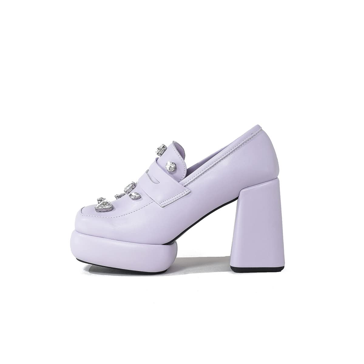 BAtlam Tacchi Alti da Donna Tacchi Alti con Strass Scarpe da Festa Tacchi Eleganti Piattaforma Tacchi Alti Mary Jane Tacchi Grossi Punta Quadrata Slip On,Viola,36