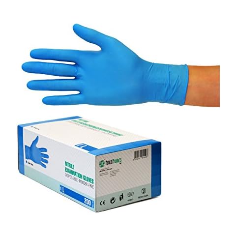 Nitrilhandschuhe 200 Stück Box (L, Blau) Einweghandschuhe, Einmalhandschuhe, Untersuchungshandschuhe, Nitril Handschuhe, puderfrei, ohne Latex, unsteril, latexfrei, disposible gloves, blue Cover