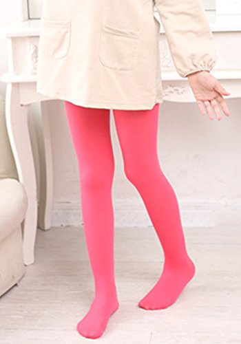 X&F Girls' Solid Stretch Opaque Footed Tights Spring Basic Dance Leggings2
