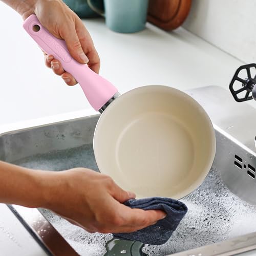 Image of GreenPan Rio Hard Anodized Healthy Ceramic Nonstick, 7 inch 9.5 inch and 11 inch 3 Piece Frying Pan Skillet Set, Soft Grip Handle, PFAS-Free, Dishwasher Safe, Oven Safe, Pink