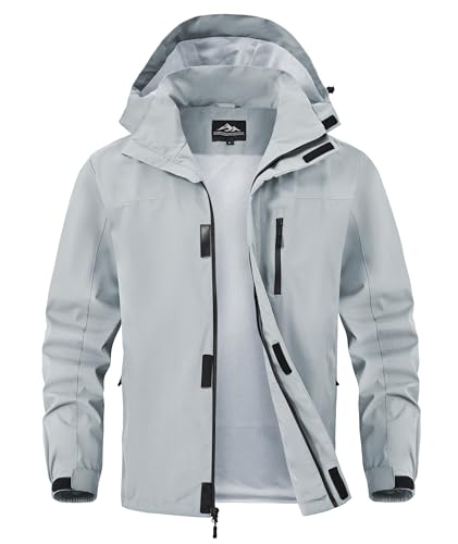 Image of Zoofly Mens Waterproof Hiking Jacket with Hood Windproof Light Weight Windbreaker Outdoor Fishing Raincoat Zipper Pockets