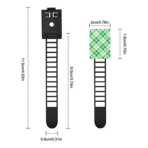 Fodlon Verstellbare Kabelhalter, 50 Stück Kabelclips Verstellbare Kabelbinder, 3M Selbstklebende Kabelschellen Kabelklemme Clips Kabel for Büro Wire Management