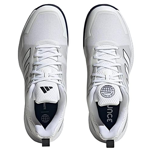 Adidas Men's Defiant Speed Tennis Shoe, White/White/Team Navy Blue, 13