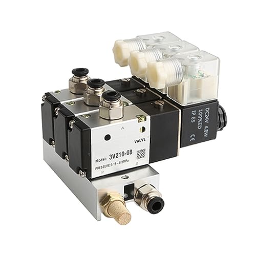 Bloc de vannes pneumatiques 220V 3V210-08 en aluminium usiné avec raccords étanches 8mm - 6