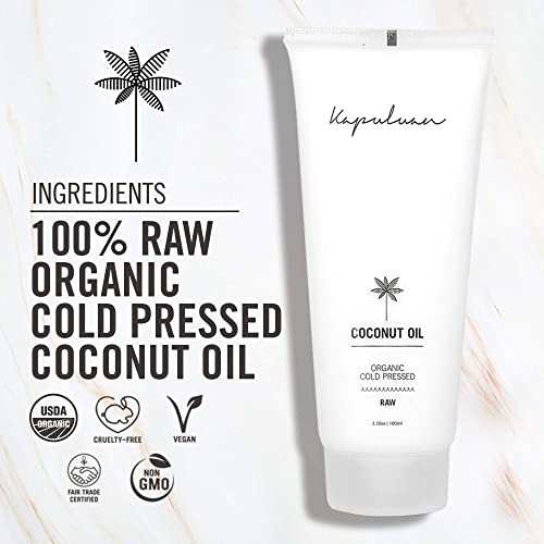Kapuluan Organic Coconut Oil For Hair, Skin - Raw Extra Virgin Coconut Oil - Pure Unrefined Cold Pressed Oil With Mcts For Body Care Or Haircare, Hair Growth, Aceite De Coco Organico 3 Pack, 100Ml #TOP7