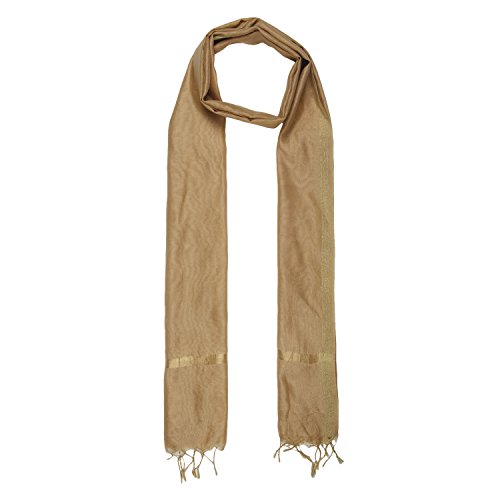 Women's Plain Gold Blended Silk Dupatta4