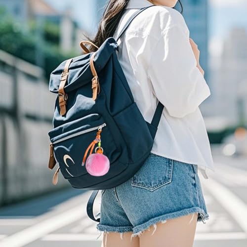 Tennis Ball Keychain - Fuzzy Pom Pom Key Ring, Plush Sports Accessory for Bags and Backpacks, Fun Gift for Women Men (Green)