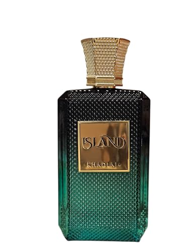 Image of KHADLAJ Island Extrait De Parfum, Luxury Fragrance in Emerald Green Glass Bottle with Gold Cap, Premium Middle Eastern Perfume