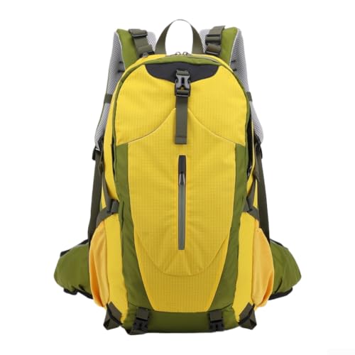 Sac à dos de randonnée 40 L en nylon vert et jaune avec housse de pluie