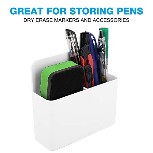 MoKo Magnetic Dry Erase Marker Holder, 1-Pack Pen Holder for Whiteboard Dry Erase Marker and Eraser Organizer on Refrigerator, Whiteboard, Locker, and Other Magnetic Surfaces - Whi image 1