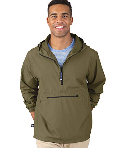 Charles River Apparel Pack-N-Go Wind & Water-Resistant Pullover (Reg/Ext Sizes), Olive, Xl #TOP2