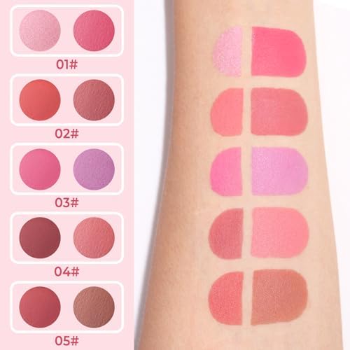 UCANBE Cream Dual Blush for Cheeks: Lightweight Buildable Highlighter and Blush Palette - Smooth Natural Makeup Blush - Long-lasting All-day Face Contour Blush（01#Lemonade)