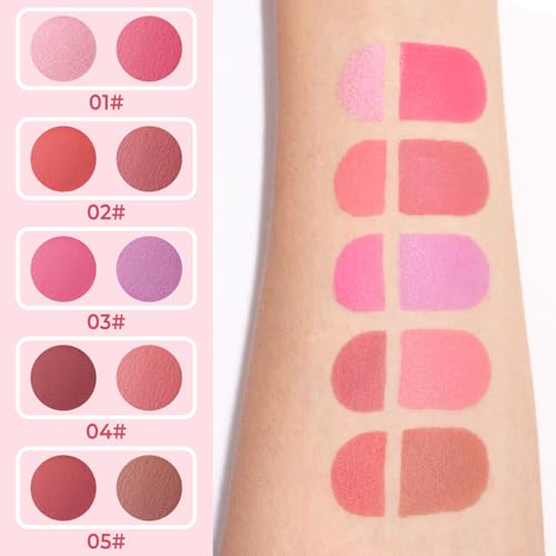 UCANBE Cream Dual Blush for Cheeks: Lightweight Buildable Highlighter and Blush Palette - Smooth Natural Makeup Blush - Long-lasting All-day Face Contour Blush（01#Lemonade)