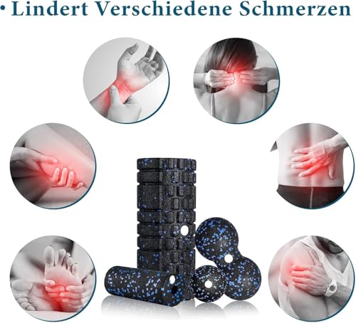 3D Faszienrolle Set Foam Roller Faszien Set mit Faszienball Mini Faszienrolle Klein und Duoball für Yoga Faszien Training von Muskeln