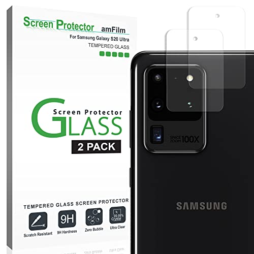 amFilm Back Camera Glass Screen Protector for Samsung Galaxy S20 Ultra Rear-Facing (Back) Camera Protector (2 Pack)