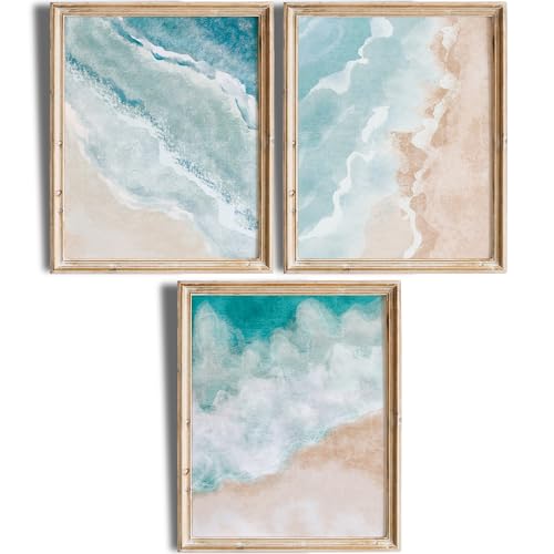 DREAM BIG PRINTABLES Pastel Beach Waves (Set of 3) - 11x14 Art Prints (Unframed) | Pastel Beach Waves Trio | Tranquil Ocean Vibes for Home Decor | Living Room Decor | Bedroom Decor