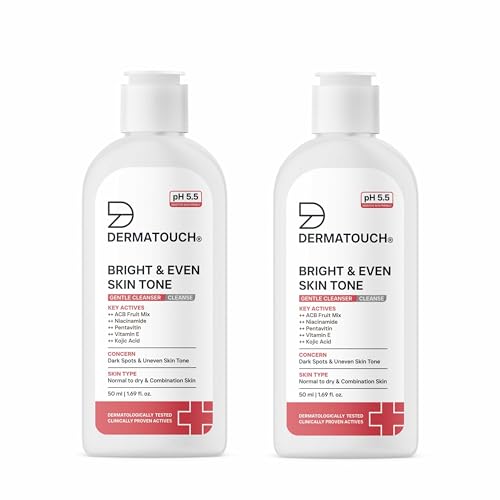 Image of DERMATOUCH Bright & Even Skin Tone Gentle Cleanser | Helps Reduce Dark Spots, Uneven Tone & Dullness | pH 5.5 Balanced | Dermatologist Tested | 50ml (Pack of 2)