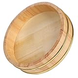 JECOMPRIS Cuenco de Madera para Mezclar Arroz para Sushi Hangiri Japonés con Borde Dorado 30 Cm, Bandeja Japonesa para Servir Sashimi y Langosta, Plato de Sushi para Uso Doméstico