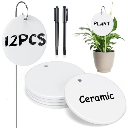 CroBlissful Ceramic Plant Labels - 12 Pack