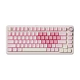 YUNZII B75 PRO 75% ガスケットゲーミングキーボード 無線メカニカルキーボード BT/2.4G/有線 ワイヤレス ホットスワップ 搭載 RGB ノブ付きカスタムキーボード Mac/Win用 技適認証取得 (ピンク, ミルクV2スイッチ)