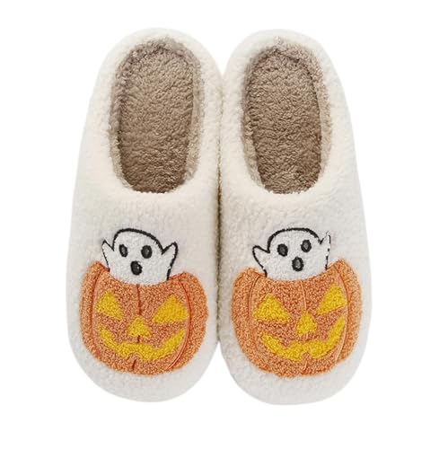 Qubuwalk Halloween Pumpkin Slippers for Women Men Spooky Slides Soft...