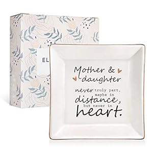ELEGANTPARK Mom Gifts from Daughter Ceramic Ring Dish Daughter Christmas Birthday Gifts from Mom Square Trinket Jewelry Dish for Girls Graduation Present ELEGANTPARK Mom Gifts from Daughter Ceramic Ring Dish Daughter Christmas Birthday Gifts from Mom Square Trinket Jewelry Dish for Girls Graduation Present