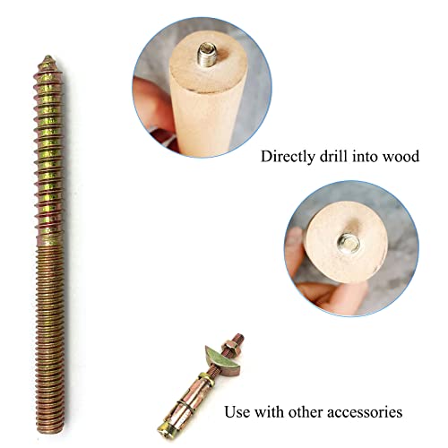 Image of 8 Pack 5 /16-18 x 4 Inch Hanger Bolts 5 /16-18 inch Double Headed Bolts 5 /16 Wood Dowel Screw Self-Tapping Screw Hanger Bolts for Furniture Screws Double Screw Threaded Rods Bolt 100mm Length