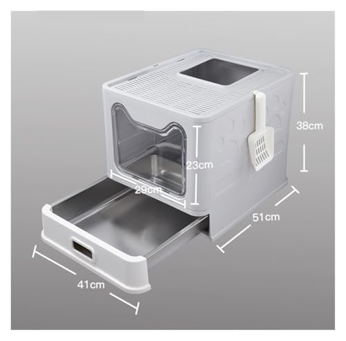 Arenero plegable para gato con tapa azul grande miniatura 3